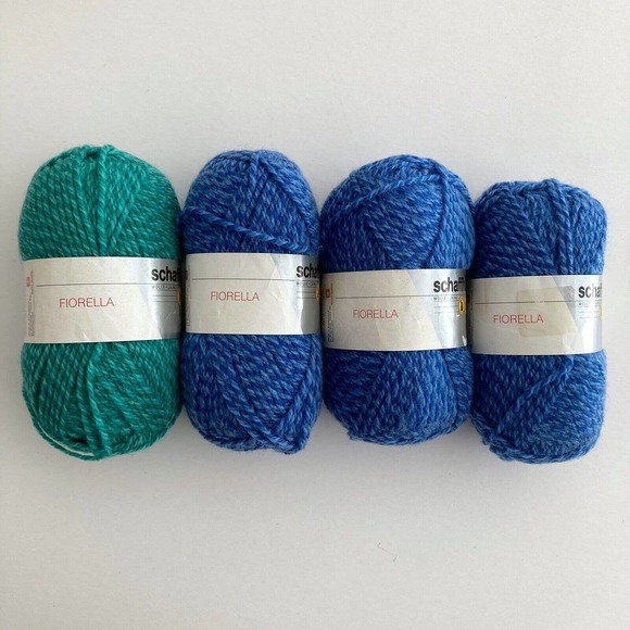 Lot of 4‎ Skeins Schaffhauser FIORELLA Yarn Wool Blend 2-Tone 3 Blue 1 Green 50g - Picture 2 of 6
